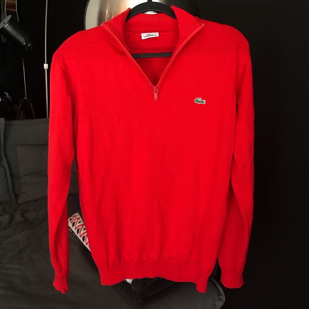 Lacoste half zip wool red L